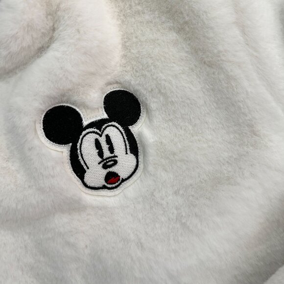 Disney Mickey Mouse 90th Anniversary Faux Fur White Bomber Jacket XL - Picture 3 of 9